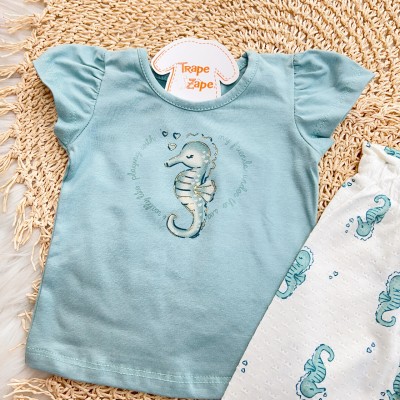 Conj. Blusa Cavalo Marinho e Calça Pantacourt - Verde